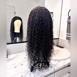 100% Human Hair deep wave Headband Wig glueless 23”